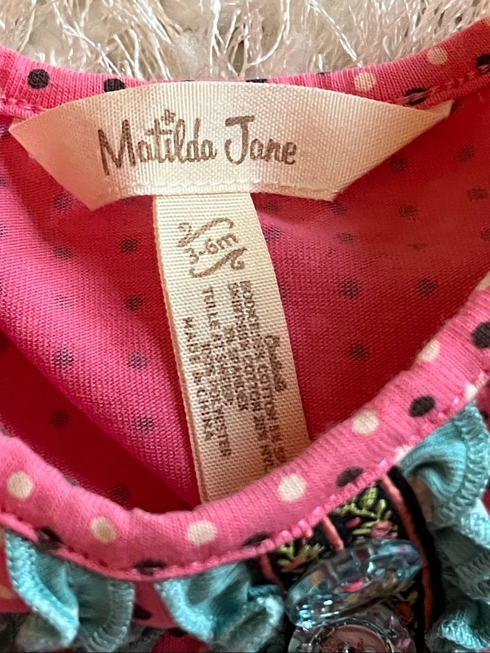 Matilda Jane Little Missy Polka Dot Floral Dress Size 3-6 M Once Upon a Time - Picture 4 of 9